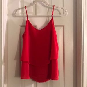 Red blouse with cross back detail and layered look - size S